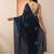 blue embellished organza saree with unstitched blouse piece