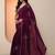 purple embellished organza saree with unstitched blouse piece
