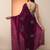 purple embellished organza saree with unstitched blouse piece