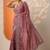 pink embroidered organza saree with unstitched blouse piece