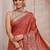rust ethnic motif woven design saree with unstitched blouse piece