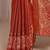 rust ethnic motif woven design saree with unstitched blouse piece