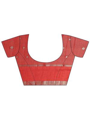 rust ethnic motif woven design saree with unstitched blouse piece 4
