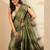 olive woven design saree with unstitched blouse piece