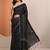 black embellished saree with unstitched blouse piece