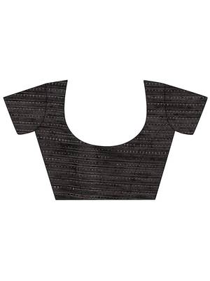 black embellished saree with unstitched blouse piece 2