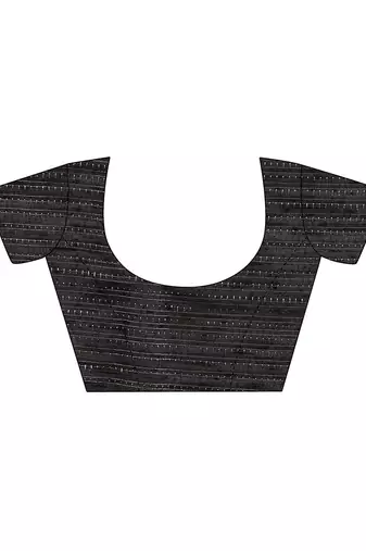 black embellished saree with unstitched blouse piece