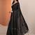black embellished saree with unstitched blouse piece