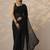 black embroidered georgette sarees with unstitched blouse piece