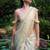 off white embroidered georgette saree with unstitched blouse piece