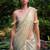 off white embroidered georgette saree with unstitched blouse piece