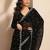 black embroidered georgette saree with unstitched blouse piece