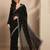 black embroidered georgette saree with unstitched blouse piece