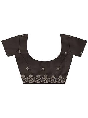black embroidered georgette saree with unstitched blouse piece 5