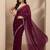 maroon embroidered georgette saree with unstitched blouse piece