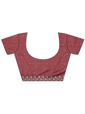 maroon embroidered georgette saree with unstitched blouse piece 2