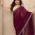 maroon embroidered georgette saree with unstitched blouse piece