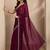 maroon embroidered georgette saree with unstitched blouse piece