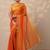 orange printed chiffon saree with unstitched blouse piece