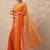 orange printed chiffon saree with unstitched blouse piece