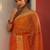 orange printed chiffon saree with unstitched blouse piece
