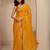 yellow printed saree with unstitched blouse piece