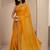 yellow printed saree with unstitched blouse piece