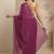 purple floral motif printed saree with embellished border and a blouse piece