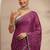 purple floral motif printed saree with embellished border and a blouse piece