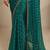 Teal blue floral printed saree with unstitched blouse piece