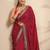 maroon chevron printed saree with unstitched blouse piece