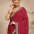 maroon chevron printed saree with unstitched blouse piece