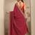 maroon chevron printed saree with unstitched blouse piece