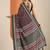 Pink maroon printed saree with unstitched blouse piece