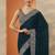 blue ethnic motifs embroidered silk blend heavy work saree