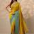 yellow embellished saree with unstitched blouse piece