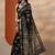 black printed saree with unstitched blouse piece