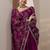 purple embroidered organza saree with unstitched blouse piece