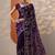 purple embroidered organza saree with unstitched blouse piece