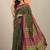 green printed saree with unstitched blouse piece
