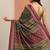 green printed saree with unstitched blouse piece