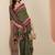 green printed saree with unstitched blouse piece