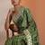 green bandhani printed chinon saree with unstitched blouse piece