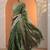 green bandhani printed chinon saree with unstitched blouse piece