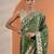green bandhani printed chinon saree with unstitched blouse piece