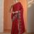 Red red printed georgette saree with unstitched blouse piece