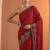 Red red printed georgette saree with unstitched blouse piece