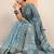 blue ethnic motifs printed saree with unstiched blouse piece