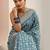 blue ethnic motifs printed saree with unstiched blouse piece
