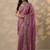 mauve embroidered crepe saree with unstitched blouse piece